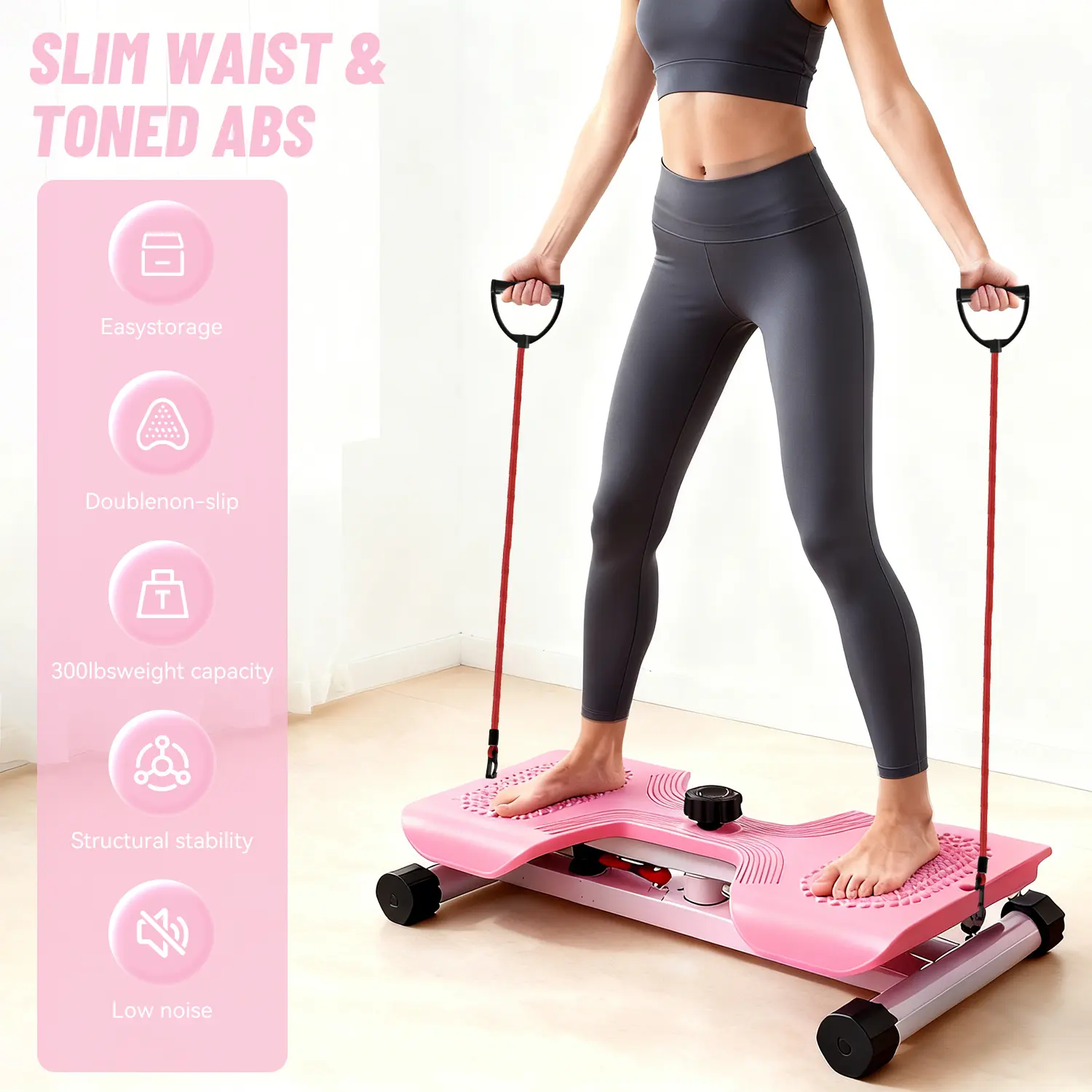Ab Board Waist Twist Machine and  Women Core Workout Exercise Equipment Portable Waist Toner for Aerobic Exercise hot wave bar, Gym Workout Women, Women Workout Routine