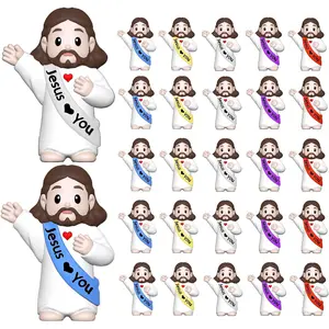 Household daily necessities 25 Pcs Little Jesus Figures,Mini Jesus Figurines Tiny Statues for Easter Egg Stuffers to Hide and Seek Sunday School Religious Party Share(Lively Color)