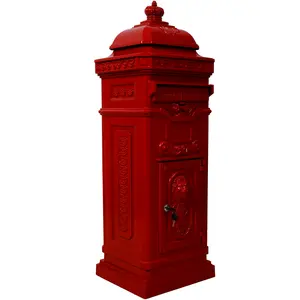 Donext Mailbox, Large-Capacity Residential Locking Mailbox with Post, USPS Approved Rainproof Outdoor Mailbox for Garden/Lawn, Red