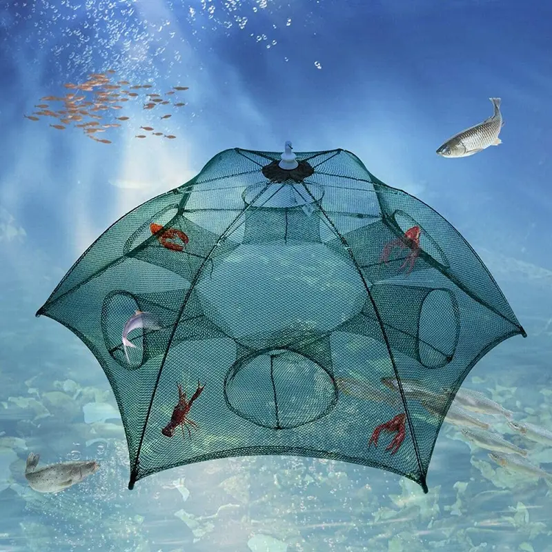 Fishing Bait Trap Crab Net Crawdad Shrimp Cast Dip Cage Fish Minnow Foldable New