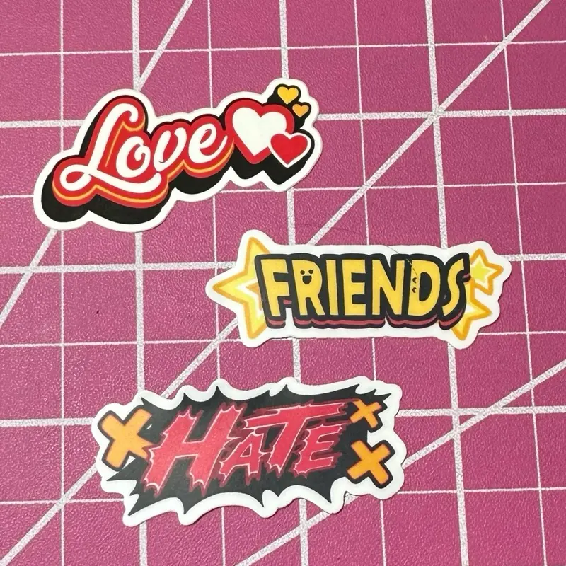 Love, Friends, Hate vinyl stickers