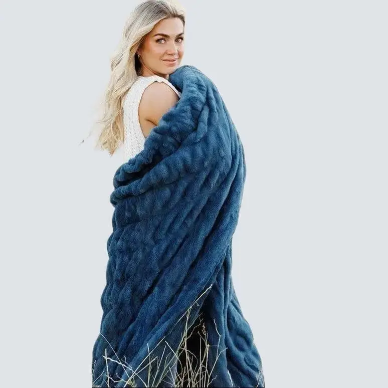 Hugs Midnight Blue Blanket - Soft and Cozy Design for Home Hugs Midnight Blue Blanket - Soft and Cozy Design for Home