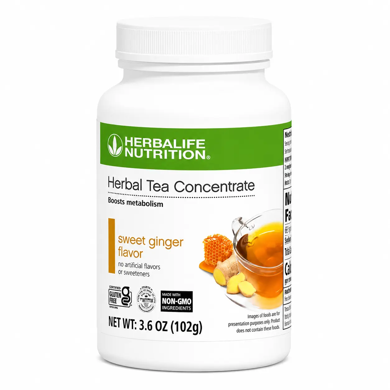 Herbalife Sweet Ginger Tea Concentrate 3.6 Oz Instant Tea Drink Mix Sweet Ginger Flavor Green Tea Extract Caffeine Non GMO Gluten Free Daily Hydration Beverage Dietary Supplement Wellness Drink Powder Herbal Tea Instant Beverage Mix