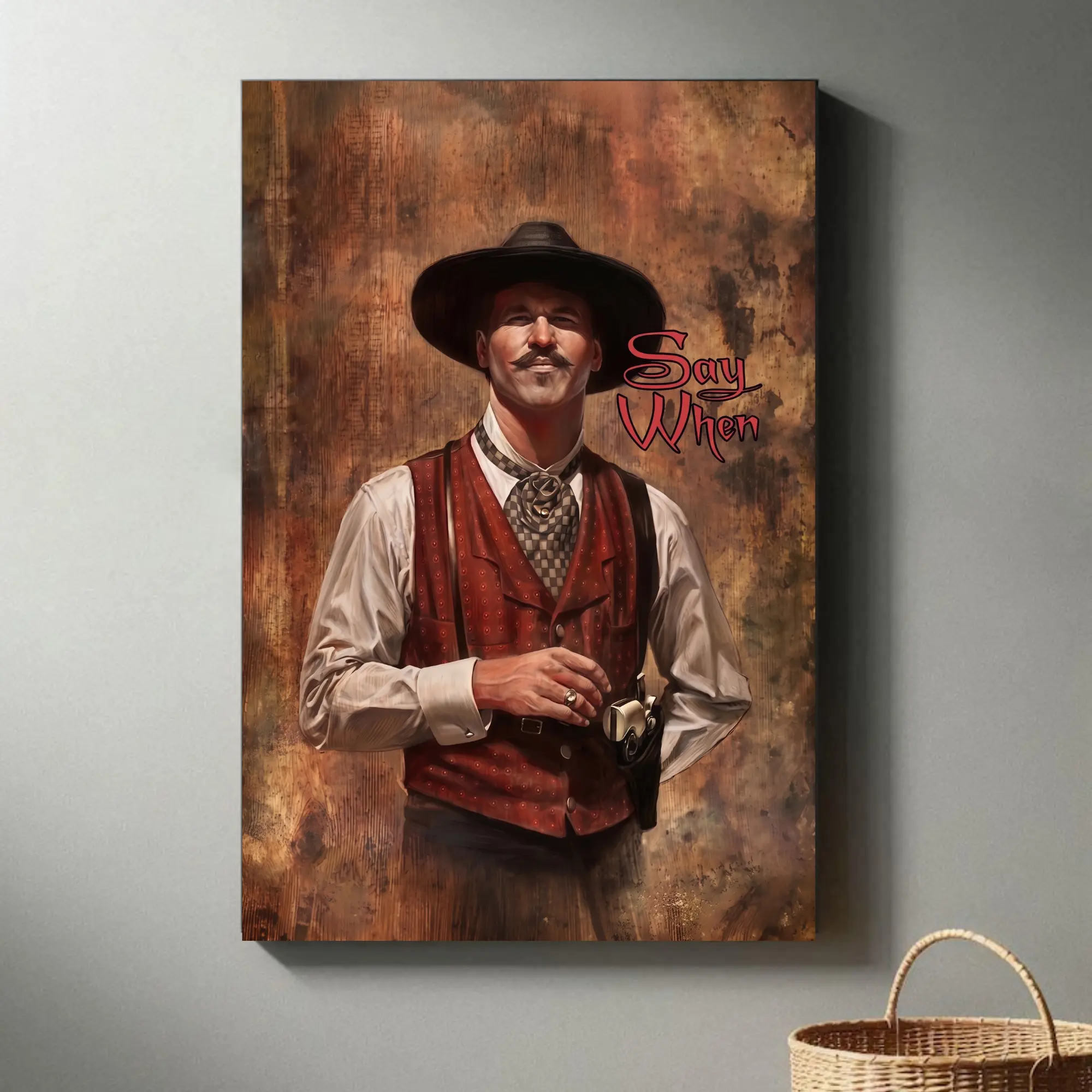 [No Frame] Vintage Tombstone Movie Wall Poster , “Say When” Quote Doc Holliday Wall Art, Classic Western Art, Made In USA