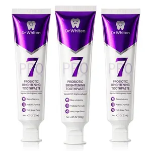 DrWhiten Purple Whitening Toothpaste, PAP+ Color Correcting Toothpaste, 7 Probiotic Strains, Peroxide Free Mint Grape Flavor, Fresh Breath Daily Care