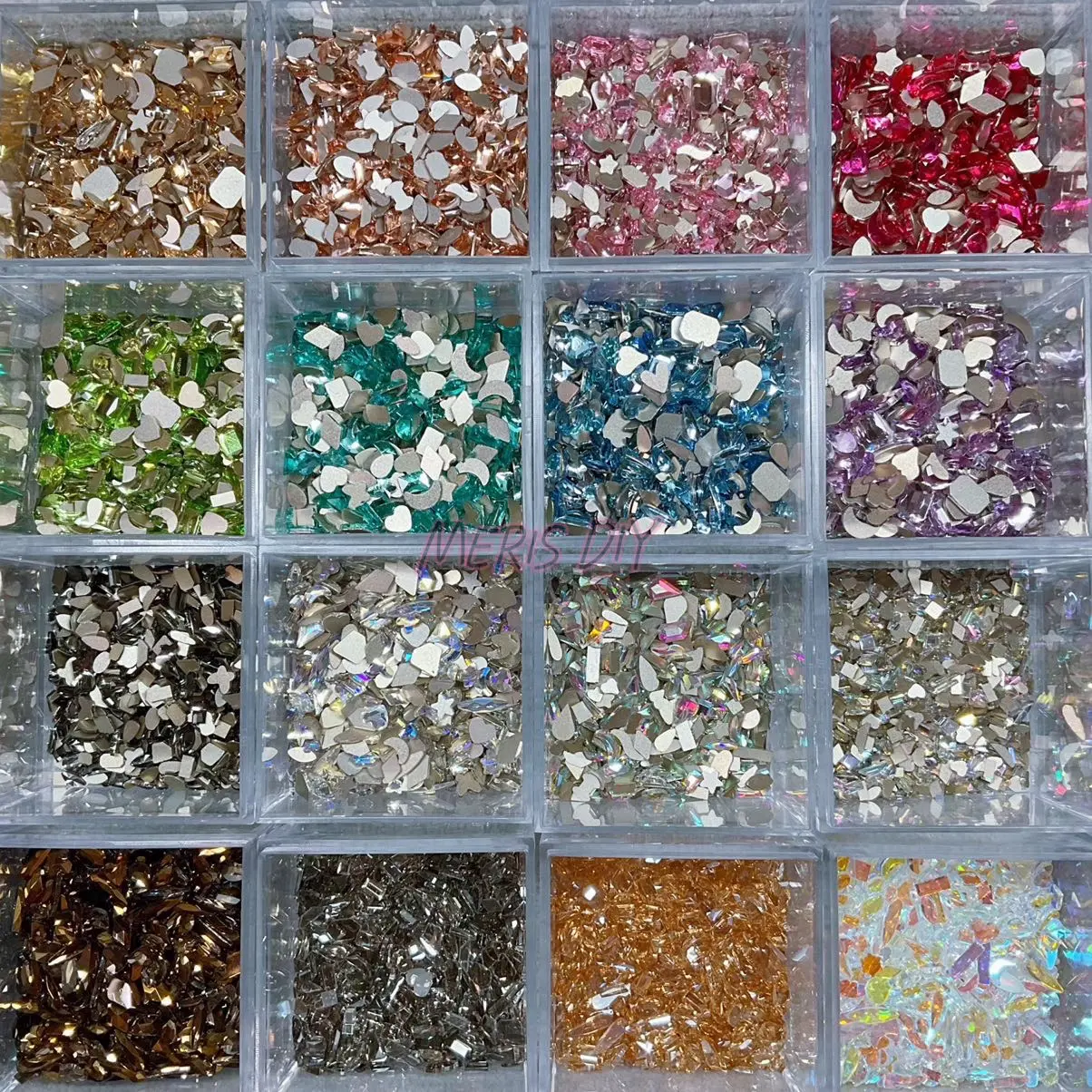 100PCS Nail Diamonds Flat Back Glass Rhinestones Jewelry Making Decorations Charms Mixed Shapes