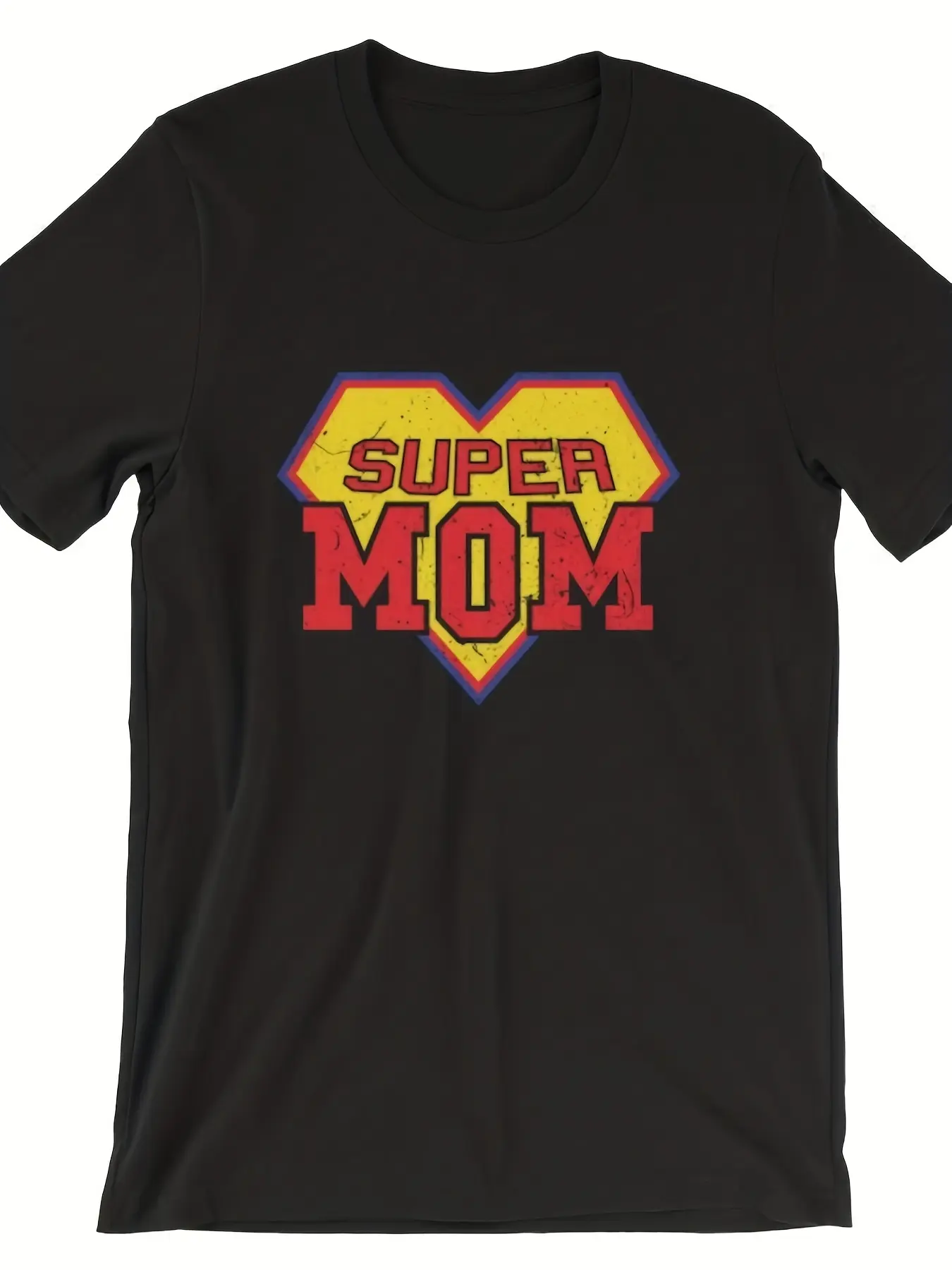 Super Mom Unisex Funny T Shirt - Short Sleeve Shirt Gift for Mom Birthday - Funny Super Mom Superhero Shirt - Top Selling T Shirts for Women Same style for men and women  summer short-sleeved printed T-shirt pure cotton 220G