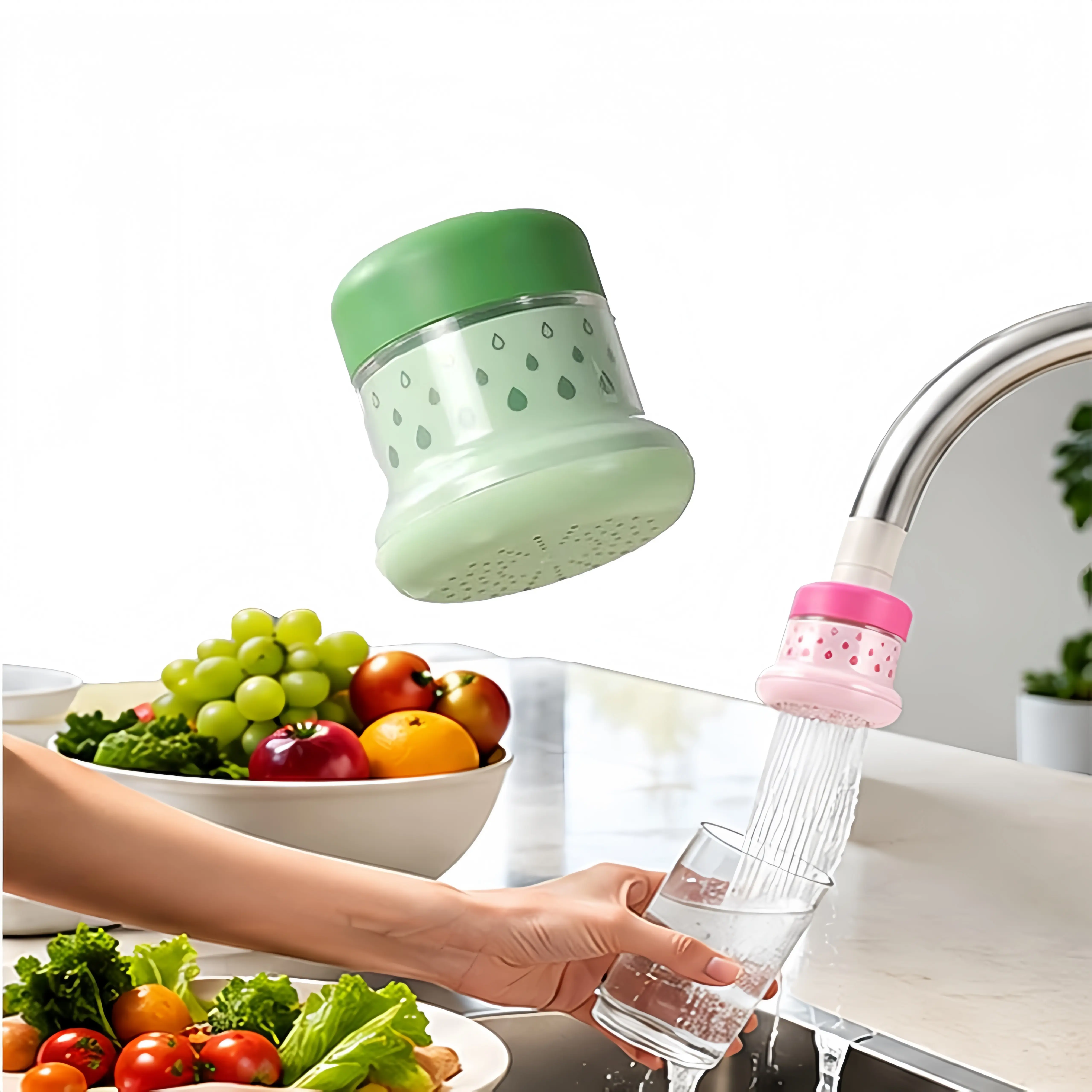 【BUY 1 GET 1 FREE】Compact Mini Sink Faucet Tap Water Filtration System, 2-Piece Multi-Layer Filtration Device, Splashproof, Removable Washable Kitchen & Bathroom Home Improvement Fixture, Easy Installation, Tap Water Filter
