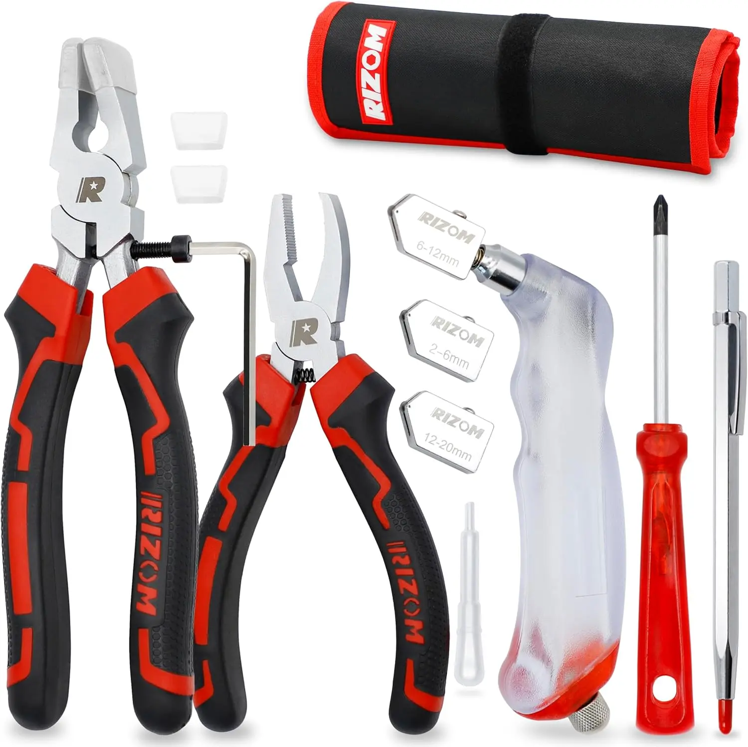 Cutters, 2-20MM, 8" Running Pliers with Curved Jaws, 6" Breaker Grozer Pliers, Cutting Tool for Stained, Tiles, Cutting