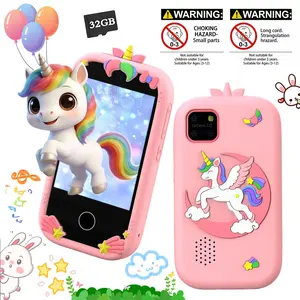 Audio Player-Equipped Kids' Smart Toy Phone, 32GB Card Compatible & HD Screen, Multiple Educational Mini Games, Ideal Travel Toy & Birthday Gift for 3-12 Year Olds