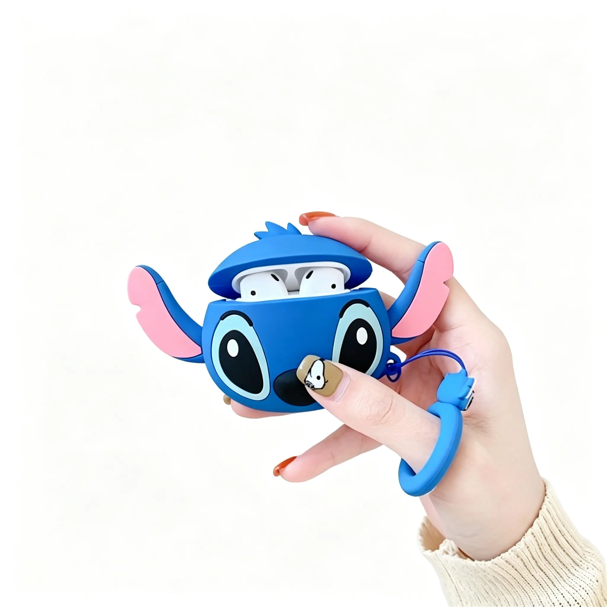 Disney Lilo & Stitch Silicone Earbud Case Cover, 3d Character Protective Shell With Wrist‑Loop For Wireless Earbuds & Daily Anti‑Drop Protection