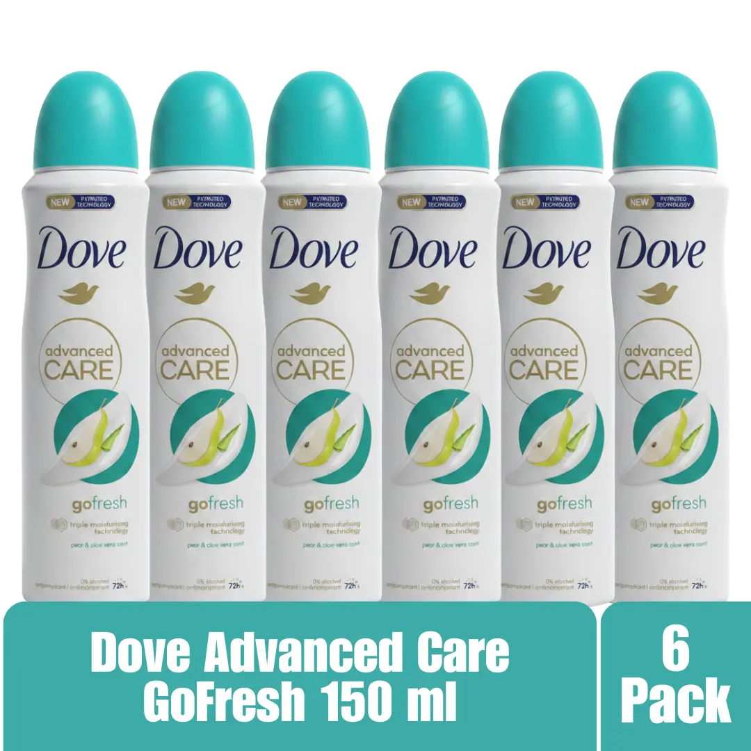 Dove Advanced Care Go Fresh Antiperspirant Deodorant Pear & Aloe Vera 72H Protection 0% Alcohol Triple Moisturizing Technology 6-Pack