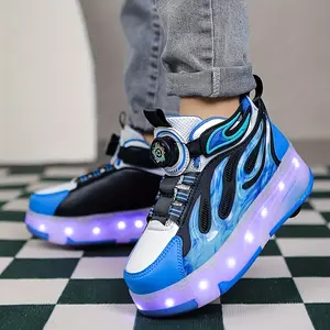 Fresh Design Heelys Skate Shoes for Boys Girls Light Up Dual Wheels Wing Motif Auto Retract Wheels Ideal Youth Students Novice Skaters Discounted Trainers