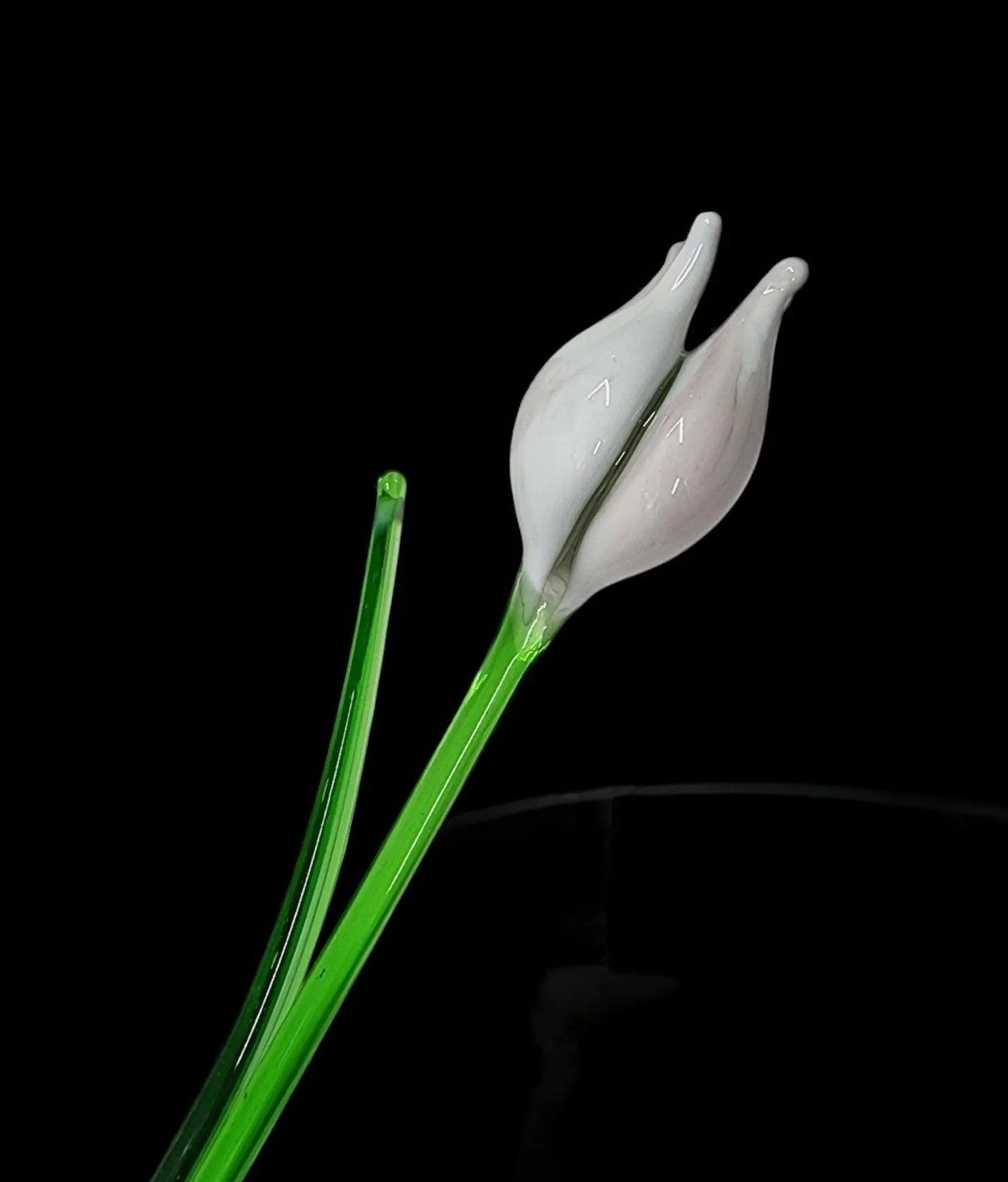 White Glass Tulip, Handcrafted Glass Flower, Hand Made In Ukraine Using Murano Quality Glass, Great Gift For Flower Lovers, 12 Inch Tulip