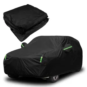 Black Universal Waterproof full Car Cover for Sedan & SUV with Cotton Cloth - All Weather Outdoor Car Covers
