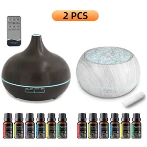 Aromatherapy Diffuser 2-Pack Ultrasonic Cool Mist Humidifier with Remote, Soothing 7-Color LED, Ultra Quiet  Perfect Gift with 12 Essential Oils