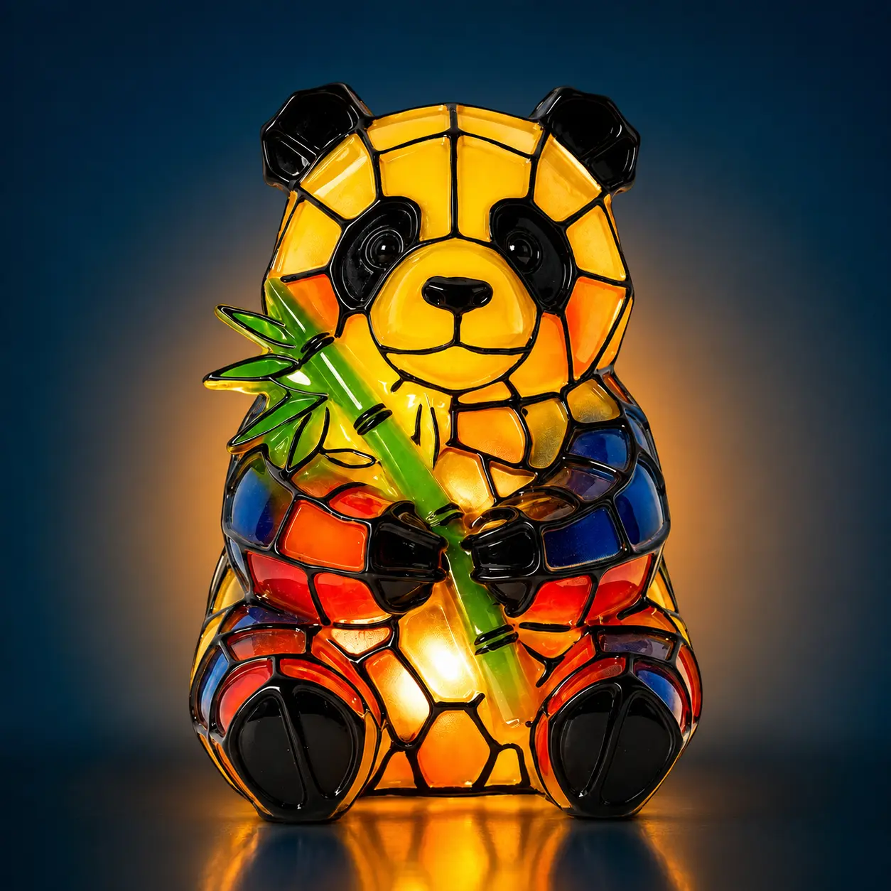 Cartoon Theme Colorful Panda Resin Mosaic Night Light - Resin Finish, USB-Powered with Inline Switch, Cozy Lighting Ambient Glow for Bedroom Desk Indoor Use, 12cm/16cm Warm Bedside Home Decor Lamp