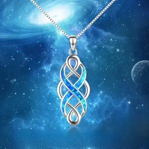 Fashionable Ladies' Pendant Necklace, Set with Synthetic Zirconia Blue Exquisite Necklace, a Great Holiday Gift