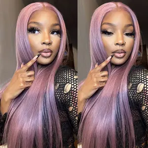 Megalook Hair 13x6 Three-Go Lavender Purple Glueless Wigs Silky Straight With Drawstring 100% Human Hair Wig Lace Front Wig Elegant Ombre Design 320℉ Heat Resistant
