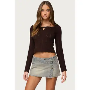 Khari Keyhole Pointelle Knit Top