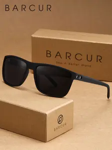BARCUR Polarized Sunglasses Fashion Sports Style Tr90 Material Anti-Slip Square Frame Bicycle Fishing Hiking Outdoor Activities Uv400 Gift Box Packaging