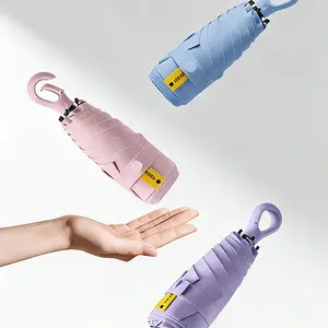 Mini Foldable Pocket Umbrella with Loop Buckle, Portable Rain, Rainproof, Wind Resistant, Windproof Waterproof 6-Rib Lightweight Folding Umbrella Tech for Men & Women, Outdoor Hiking, Travel & Everyday Use, graduation gift  Manual