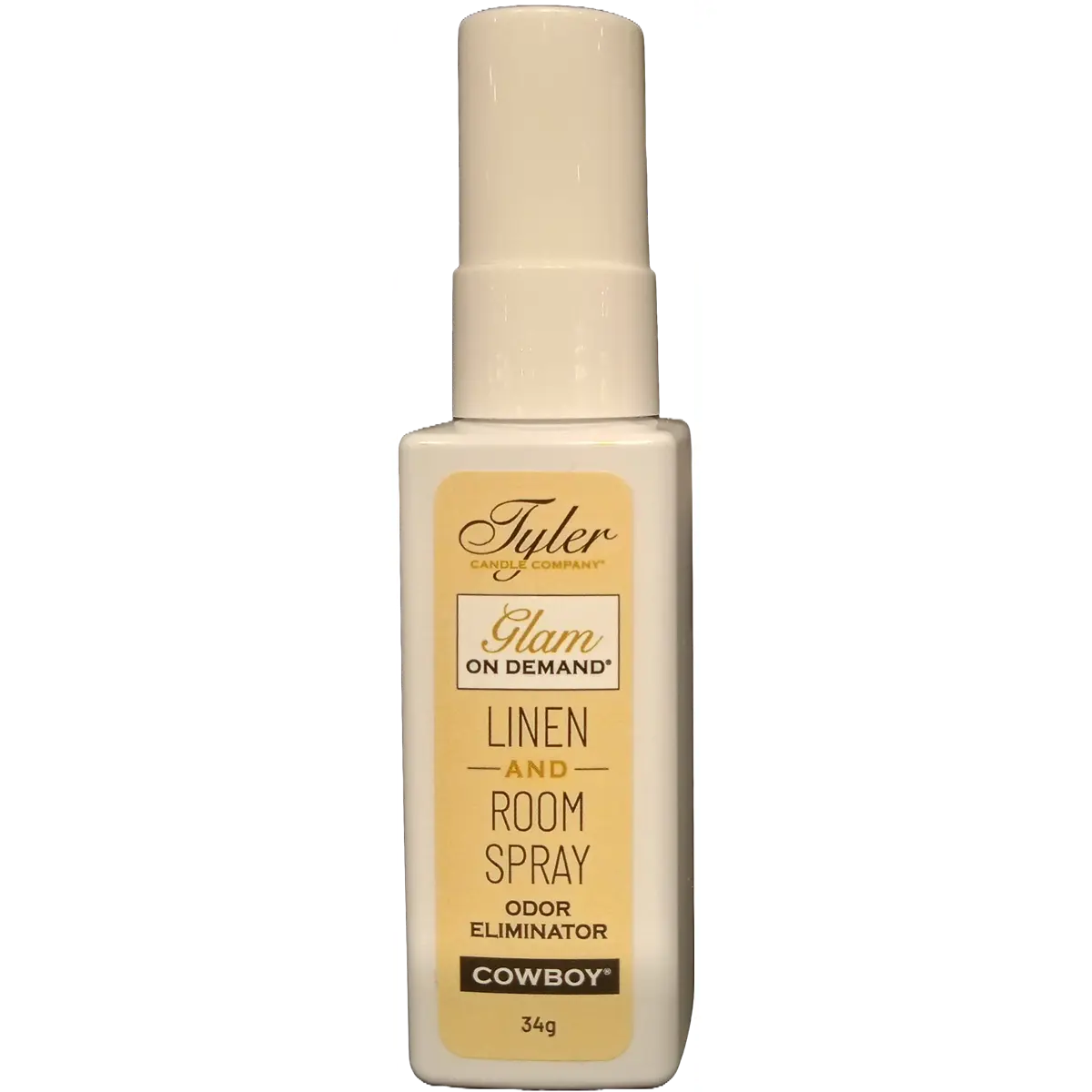 Tyler Candle Company Scented Liquid Indoor Linen & Room Spray - Glam On Demand Cowboy Scent, Odor Elim. Home Fragrance Freshener (1.2oz/34g), Indoors