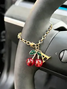 One sweet cherry pendant car steering wheel decoration chain, steering wheel bead pendant, car interior decoration, adjustable chain, fashion accessory, car interior product for men and women, suitable for car decoration and bag pendant