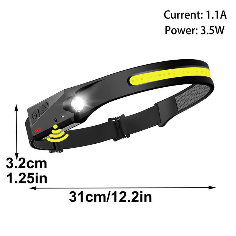 Rechargeable Headlamp – 2-Pack, 230° Wide-Angle LED Headlight with Motion Sensor. Perfect for camping gear, waterproof headlamp flashlight. Ideal for hiking, running, repairs, fishing, cycling, and nighttime activities.