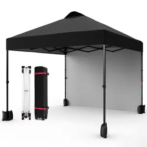 10x10 FT Pop Up Outdoor Canopy Tent – One Push Quick Setup, Adjustable Height, Removable Sidewall, Vented Roof – Waterproof Patio Shelter with Roller Carry Bag