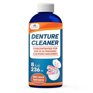 Ultrasonic Denture Cleaner for All Types of Dentures - Cleaning Solution Removes Stains, Plaque, Grime and Build-up (8 Ounces)
