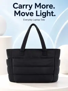 1pc Puffy Tote Bag for Women, Lightweight Quilted Shoulder Bag with Multi Pockets & Zipper Closure, Large Capacity Travel Work Gym Handbag, Stylish Daily Tote for Shopping & Commuting, Perfect Gift for Mom, Wife, Friends, Fashionable Bags, Puffer Tote Bag