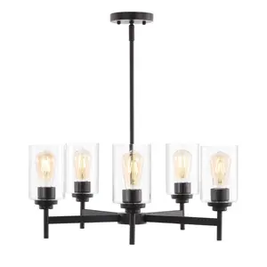 JONATHAN Y Orpheus 24" Farmhouse Industrial Iron Cylinder LED Chandelier JONATHAN Y Orpheus 24" Farmhouse Industrial Iron Cylinder LED Chandelier