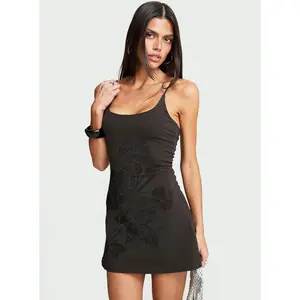 Zalira Floral Detail Playsuit Dark Grey