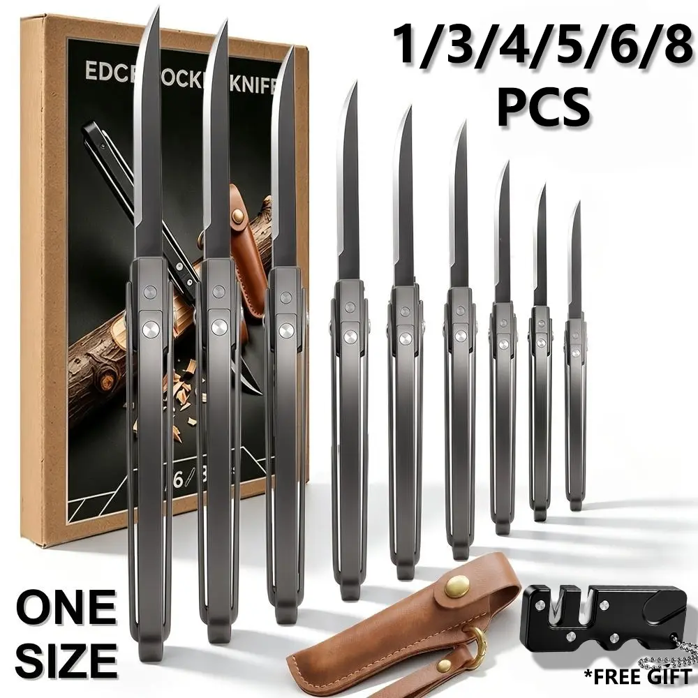 1/3/4/5/6/8pcs Ultimate Edition Super Folding Knife EDC Outdoor Folding Utility Tool | High-Hardness Mini Pocket Cutter Creative Rotating Design, Fruit Knife, Box Cutter Pocket Folding Knife Practical Knife Sturdy Blade And Includes Outdoor Camping