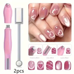 3-in-1 Multifunctional Nail Art Kit - Cat Eye & French Manicure Pedicure Set, Gel Polish Compatible, Includes Cat Eye Line Guide for DIY & Salon Nail Designs, Professional Nail Shaping Tools, Nail Prep Kit