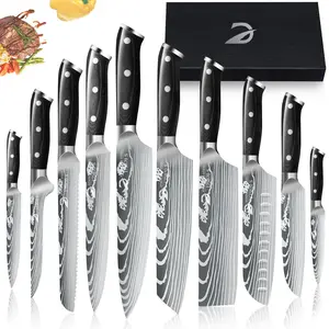 DFITO Kitchen Knife Sets, 3.5-8 Inch, Boxed 440A Stainless Steel Ultra Sharp Japanese Knives, 10 Pieces or 6 Piece,Steak Knives, Carving Knives for Kitchen, Chef Knife Set, Black Knife Set, Professional Chefs for Professional Chefs