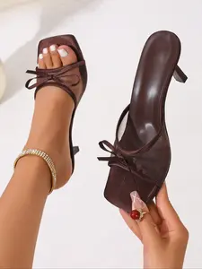 Summer Thin Buckle High Heel Shoes, Sandal, Women, Trendy Pointed Toe Design, Stylish for Outdoor Wear, Perfect for Chic Ladies, Mesh, Rubber