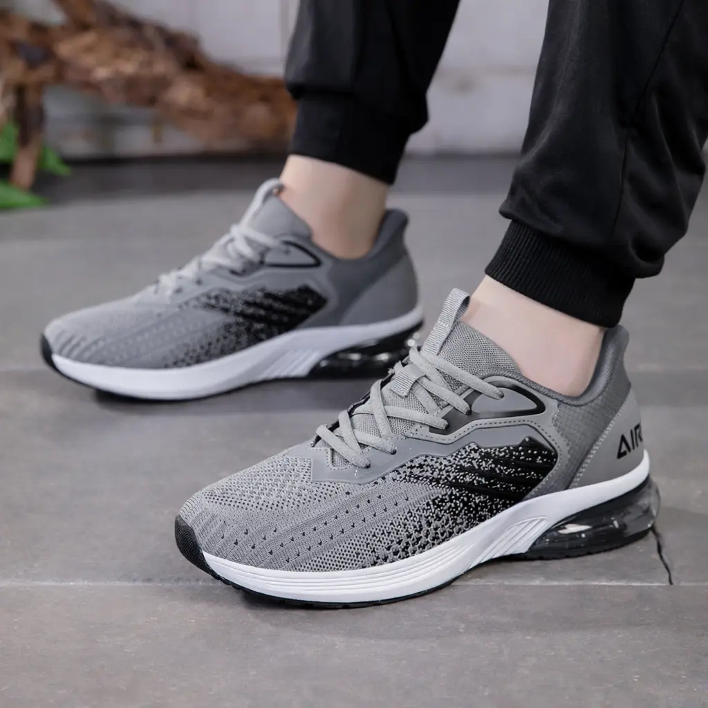 Men's Athletic Running Shoes with Braid Detail, Lightweight Lace-up Sneakers for Versatile Running, Comfortable Anti-Slip Shock-Absorbing Footwear