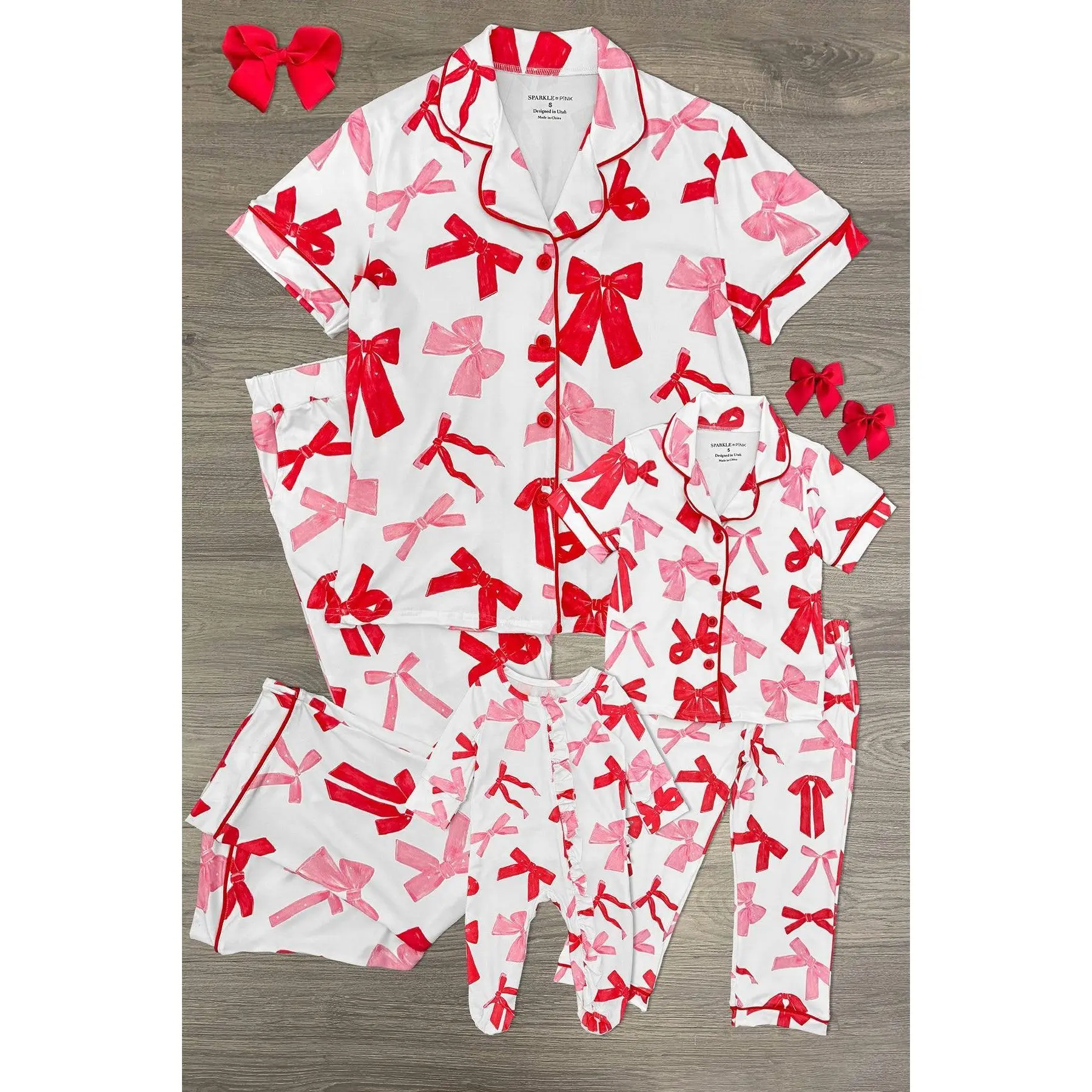 Mom & Me - Pink & Red Bow Pajamas