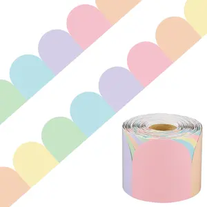 68.9 Ft Pastel Colorful Scalloped Border Trim Roll Rainbow Bulletin Board Decorations Pastel Die Cut Borders for School Classroom Office Chalkboard Wall Desk Decor