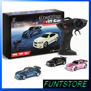1/64 Mini RC Drift Car, 1 Box 4WD High-speed Remote Control Racing Sports Car with LED Lights, Desktop Entertainment, Birthday Gift for Boys Kids