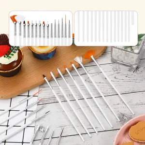 1 set/ 15pcs Cake Decorating Brushes Cake Painting Brushes Food Paint Brush Multiple Function Fondant Brush Cookie Brushes DIY Tool Set Cake Decorating Painting Tool Icing Pastry Brush for Baking Pastry Decorating Tools Baking Utensils Supplies