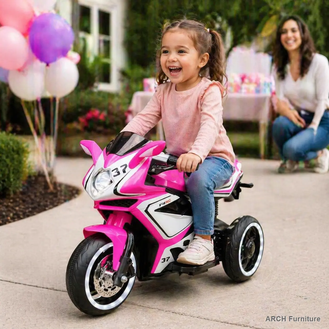 6V PP Plastic Electric Ride-On Tricycle Toddler Motorcycle Toy for 3-4 Year-Old Girls - 1-Button Start, Headlights, Music Function, MP3 Player, Budget-Friendly Gift for Birthday, Christmas