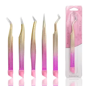 1pc manicure Nail Art multifunctional double-headed tweezers jewelry clip with silicone head pressing stick to clamp nail stickers manicure tools