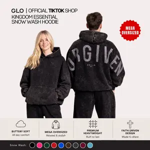 GLO Kingdom Essential Hoodie | Snow Wash Collection | Oversized Christian Hoodie | Buttery Soft