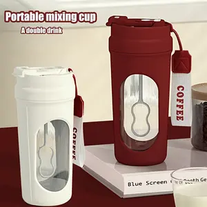 Portable Fashion Electric Stirring Cup, USB Rechargeable Automatic Mixer, Handheld Beverage Mixer, Handheld Drink Mixer, Dual-Use Shaker Bottle with Handle, Ideal for Office Kitchen Outdoor