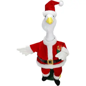 Christmas Mr. Claus Porch Goose Outfits for 23 Inch Lawn Statue, Costume for Plastic/Cement Goose Statue, Xmas Sculpture Clothes for Holiday Garden Yard Patio Party Decoration