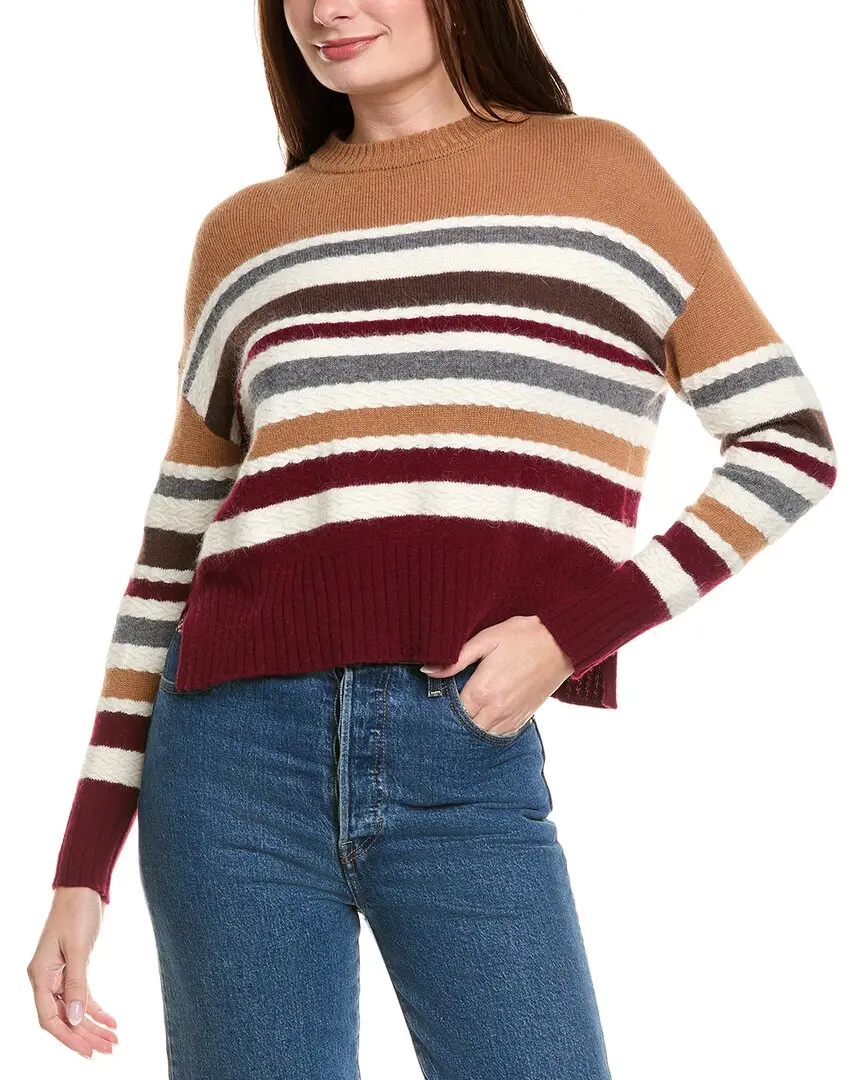 Hannah Rose Stripe Crewneck Wool & Angora-Blend Sweater