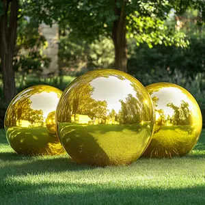 4-Pack Metallic Gold Sphere Balloons, 39" Orbz Mylar Balloons Helium or Air-Filled Party Supplies